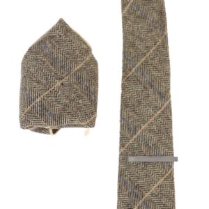 Tweed Herringbone Tie & Hankie Set