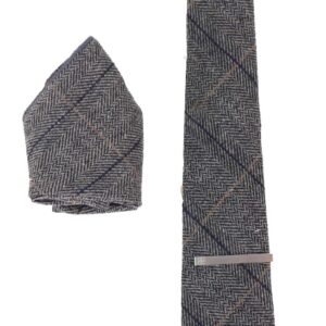 Tweed Herringbone Tie & Hankie Set