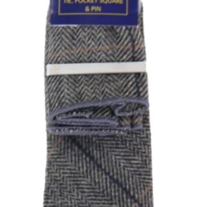 Tweed Herringbone Tie & Hankie Set