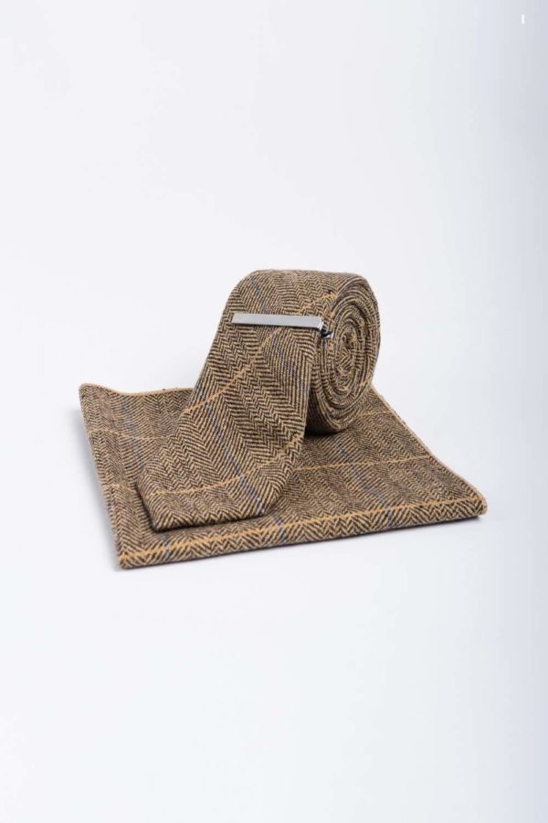 Tweed Herringbone Tie & Hankie Set