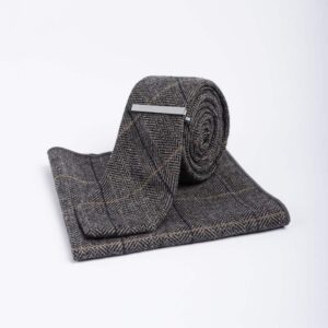 Tweed Herringbone Tie & Hankie Set