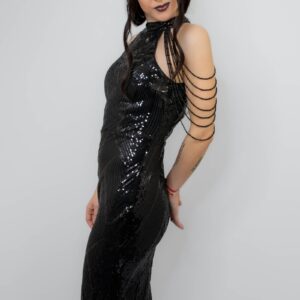 Черна вечерна рокля с пайети - Image 5